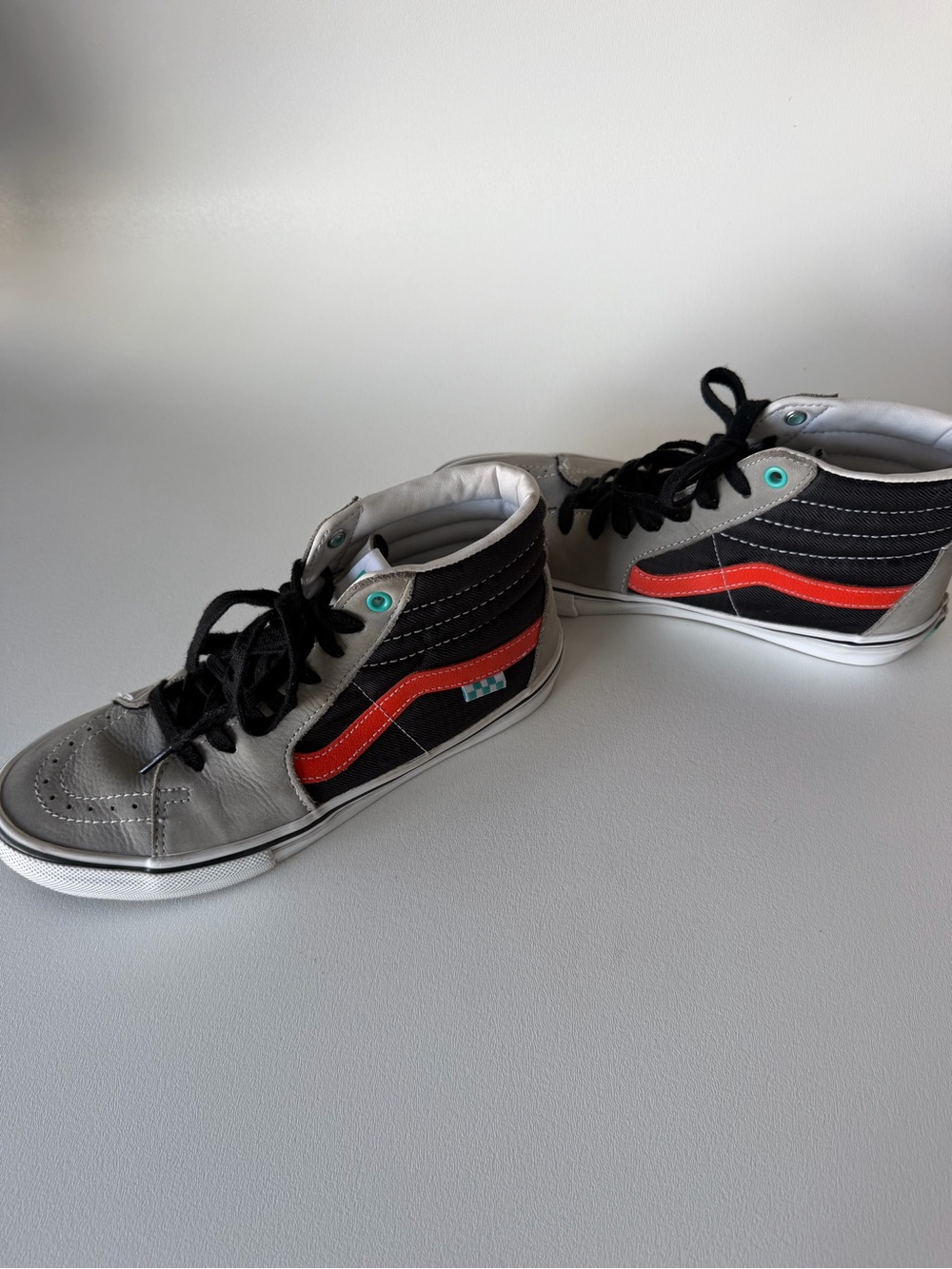 Vans Sk8-Hi High Top Silver Black Red Teal Men's US 8 Skate Shoes Streetwear
